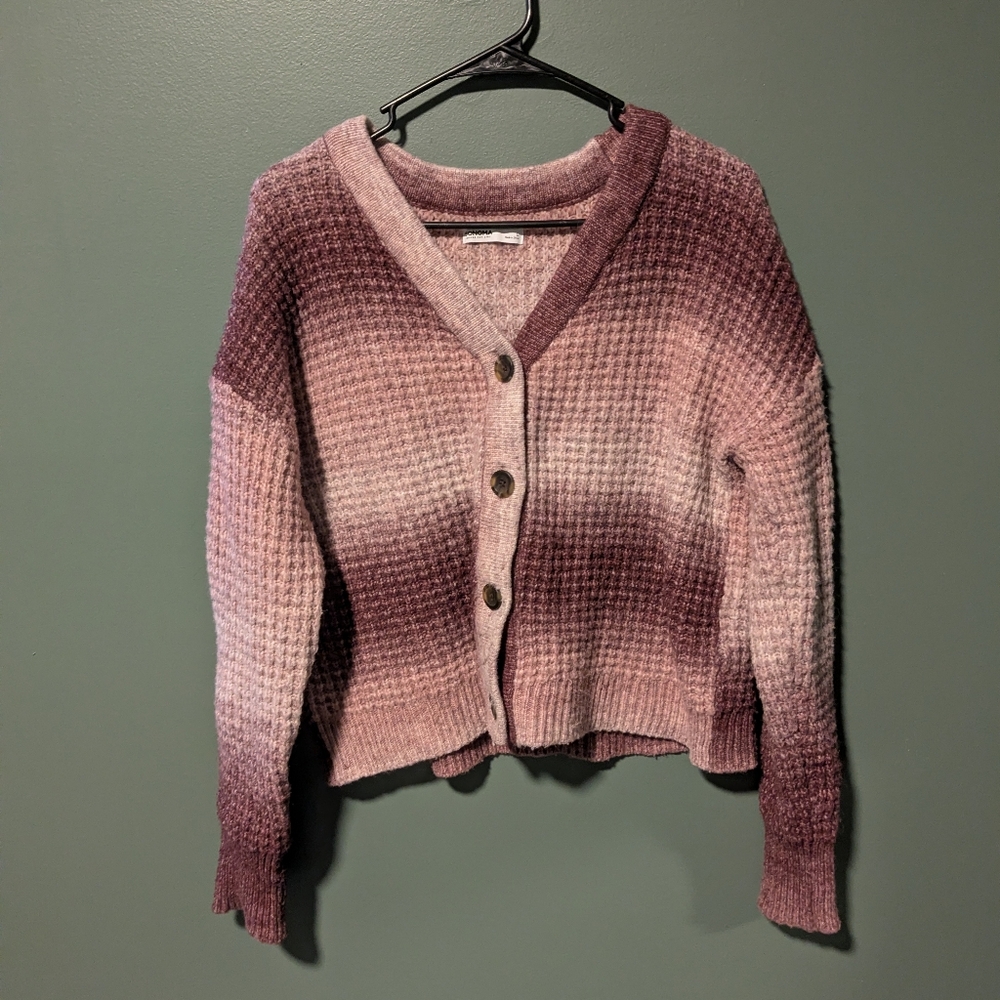 Sonoma Gradient Purple Button-Up Women's Cardigan